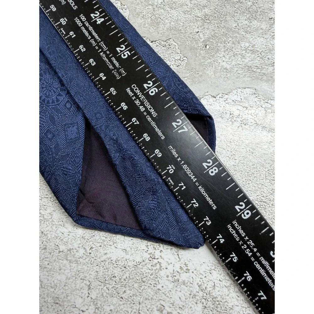 Surrey 100% Silk Tie Mens One Size Blue Geometric Jacquard Pointed Necktie